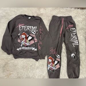 Eternal Love Juniors Graphic Sweatshirt and Pants Set - Gray